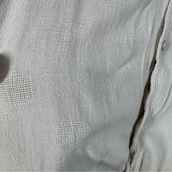 Common People Linen Blend Textured Polka Dot Button Up Shirt Size L Resort Wear - Picture 9 of 14